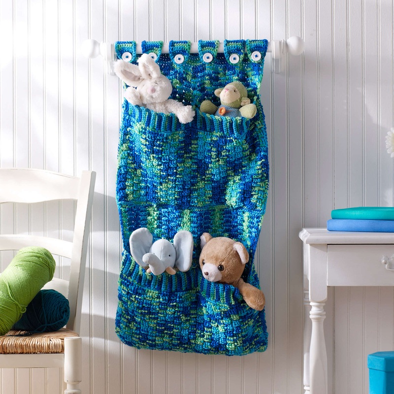 Red Heart Crochet Toy Pocket Wall Hanging
