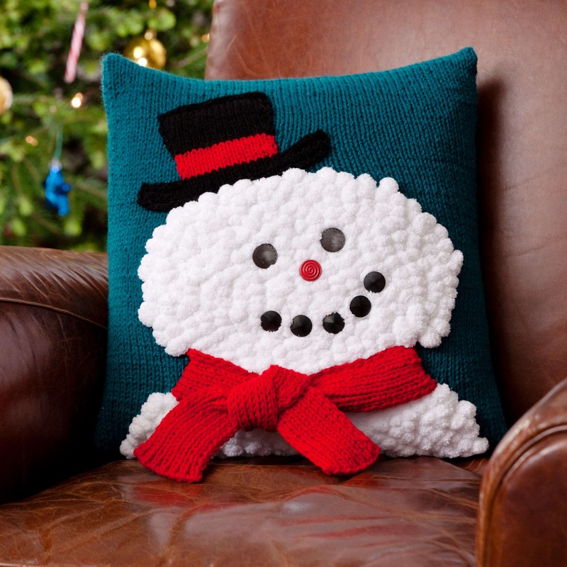 Red Heart Knit Snowman Pillow|Single Size
