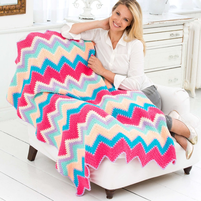 Red Heart Sherbet Ripple Throw