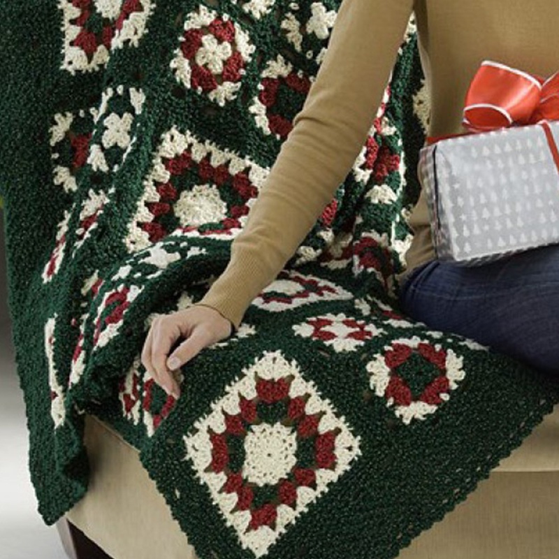 Red Heart Crochet Snowflake Scandinavian Throw