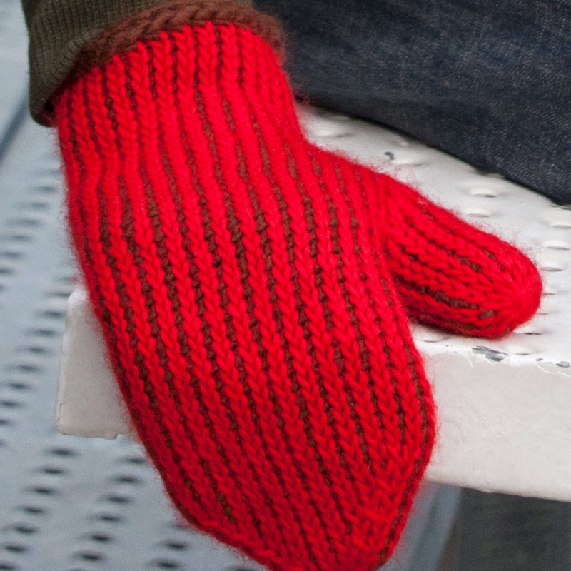 Red Heart Crochet Tunisian In the Round Mittens