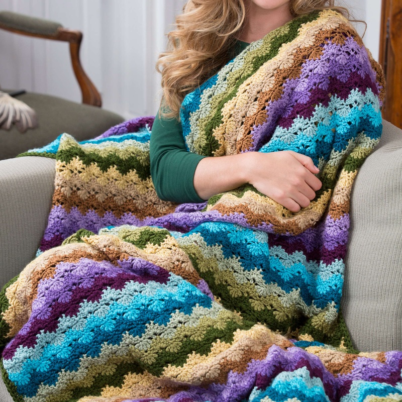 Red Heart Crochet Twilight Shells Throw