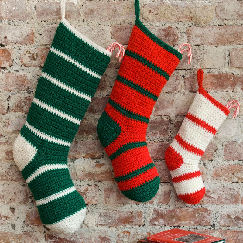 Red Heart Crochet Waiting for Santa Stockings