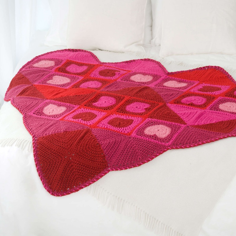 Red Heart Crochet Warm My Heart Throw