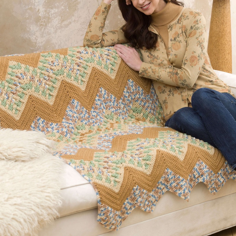 Red Heart Crochet Wavy Ripple Throw