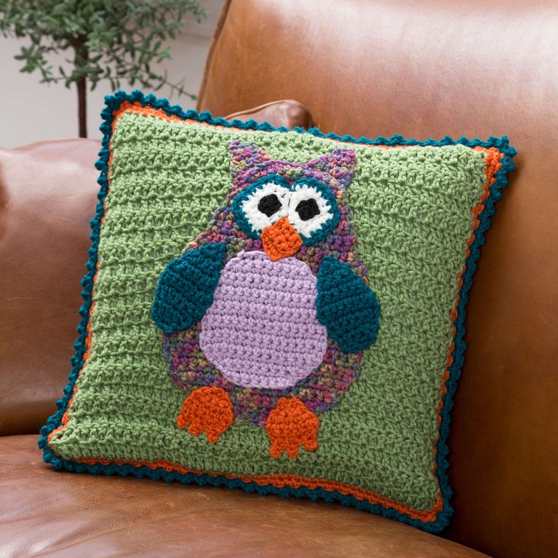 Red Heart Crochet Whimsical Owl Pillow