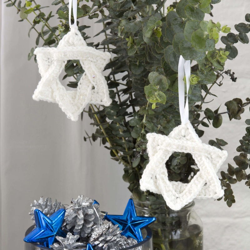 Red Heart Crochet White Star of David Ornament