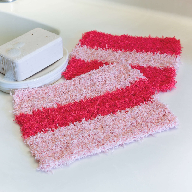 Red Heart Crochet Wide Stripes Wash Cloths