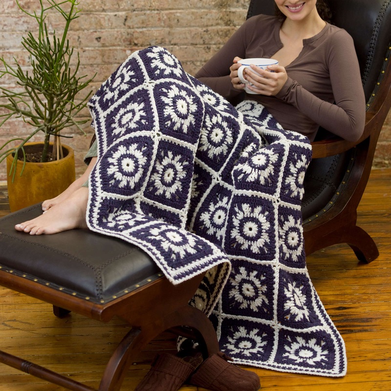 Red Heart Crochet Winter Skies Throw