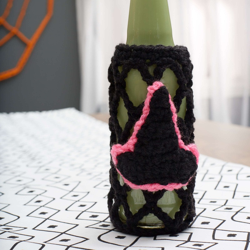 Red Heart Crochet Witch Hat Drink Cozy