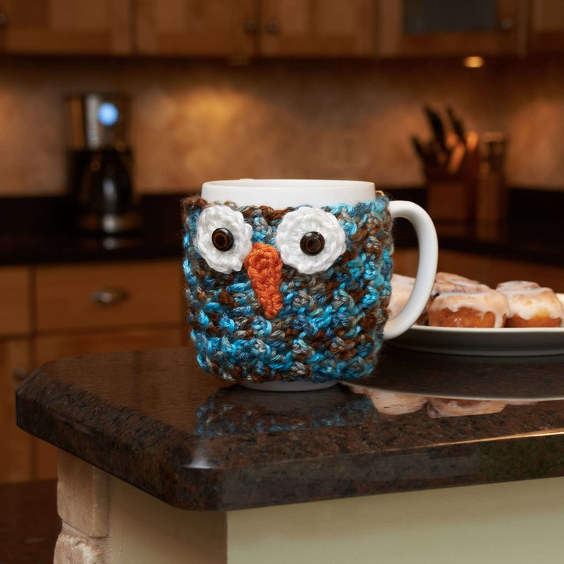 Red Heart Crochet Woodland Owl Cup Cozy
