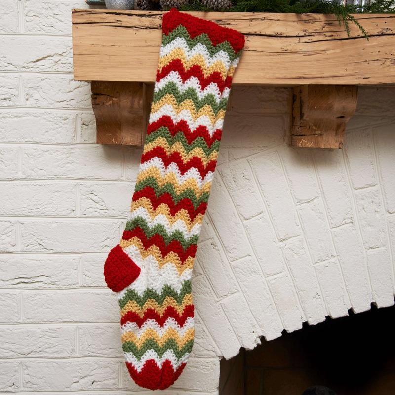 Red Heart Crochet Zig-Zag Stocking