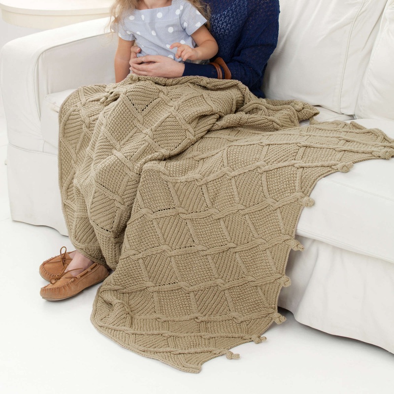 Red Heart Knit Twisted Diamonds Throw