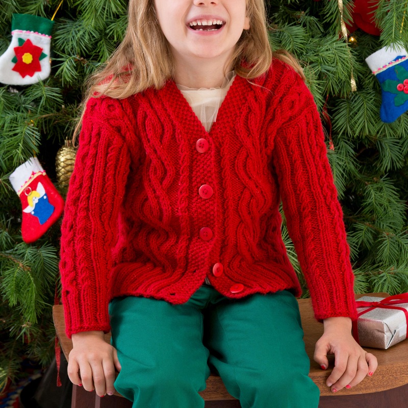 Red Heart Knit Waiting for Santa Sweater