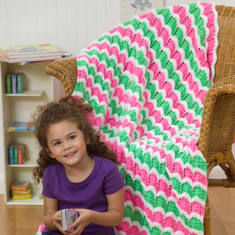 Red Heart Knit Wild Waves Throw