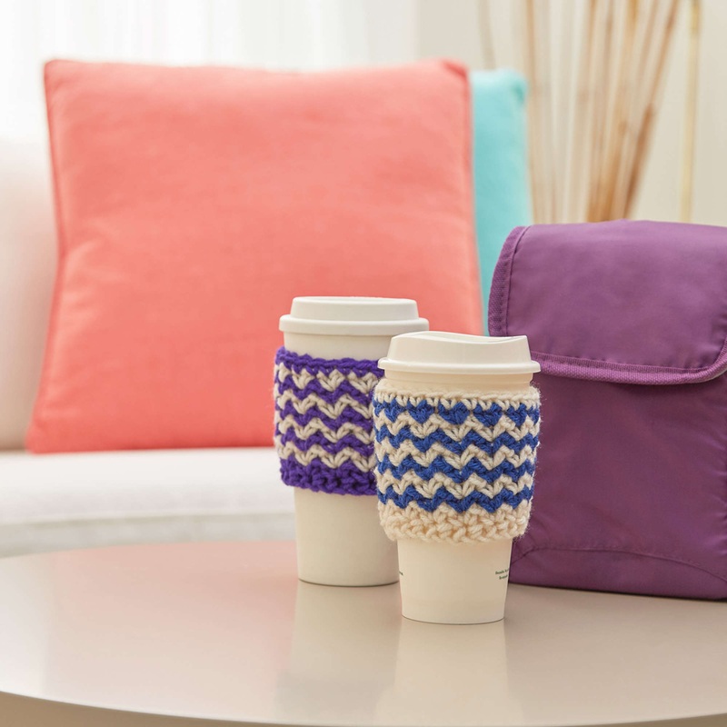 Red Heart Zigzag Crochet Cup Cozy
