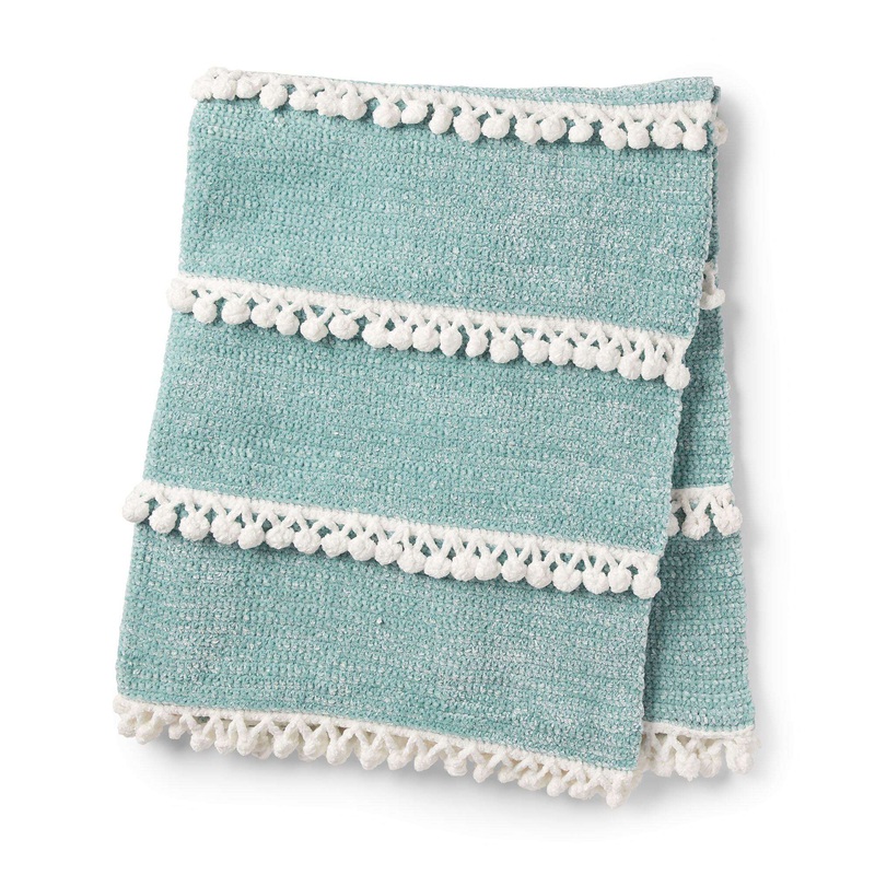 Bernat bobbly Fringe crochet blanket