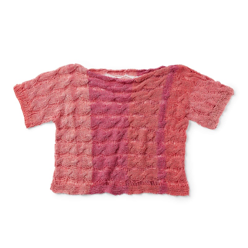 Red Heart Breezy Cabled Knit Top