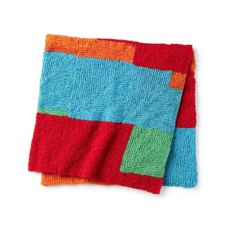Red Heart Knit Mitered Blanket
