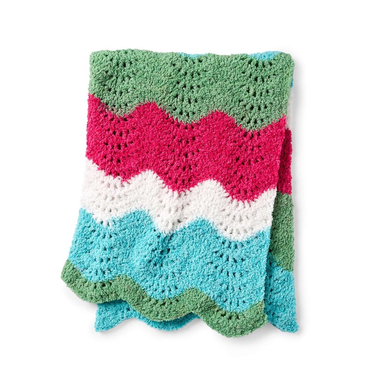 Red Heart Wavy Stripes Crochet Blanket