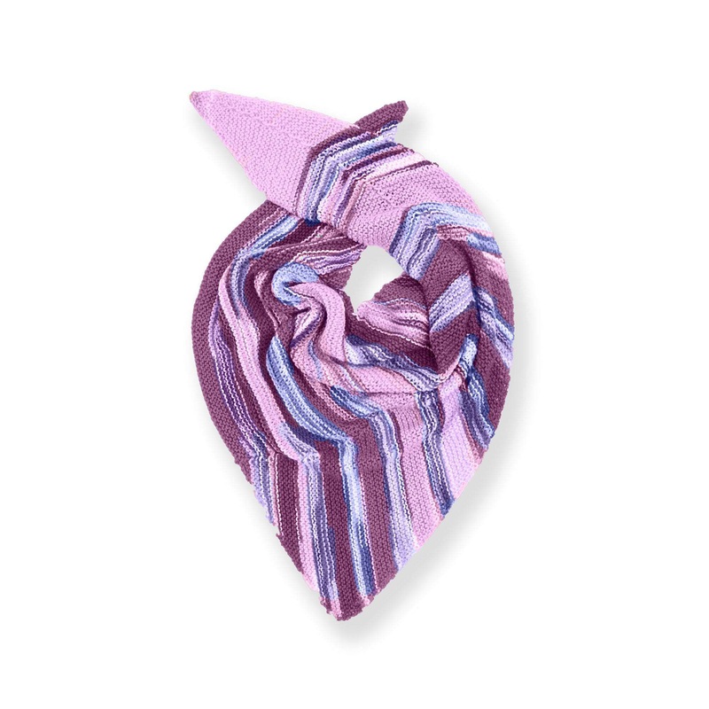 Red Heart Color Block Offset Stripes Knit Shawl