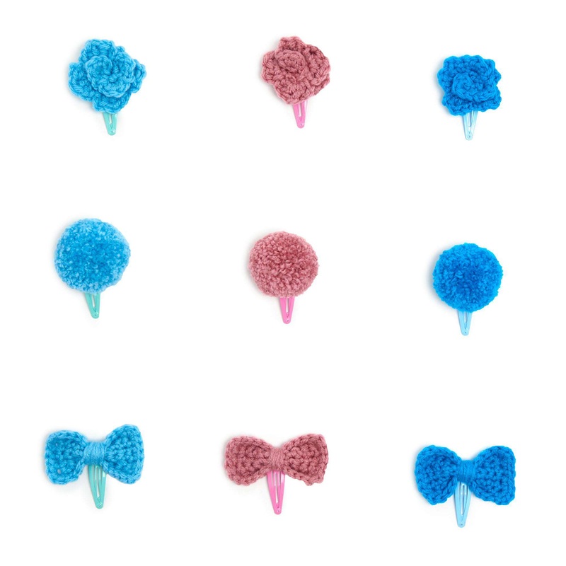 Red Heart Crochet Hair Clips Set