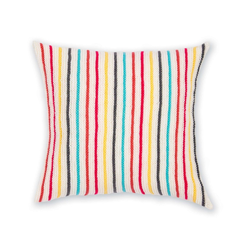 Red Heart Garter Stripe Knit Pillow