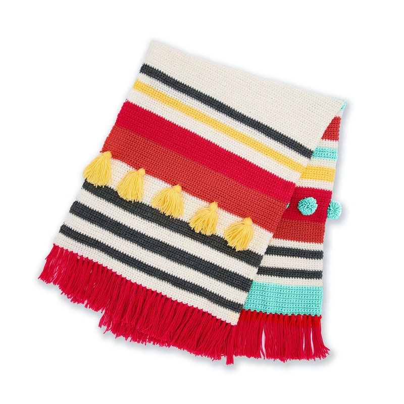 Red Heart Mighty Stripey Crochet Blanket