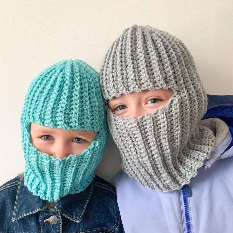 Red Heart Crochet Ribbed Balaclava for Kids
