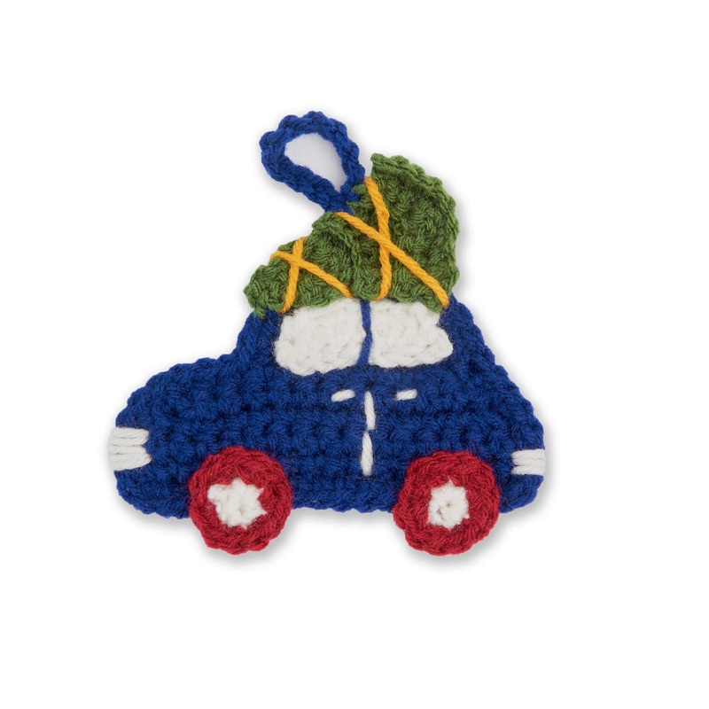 Red Heart Driving Home for Christmas Crochet Ornament