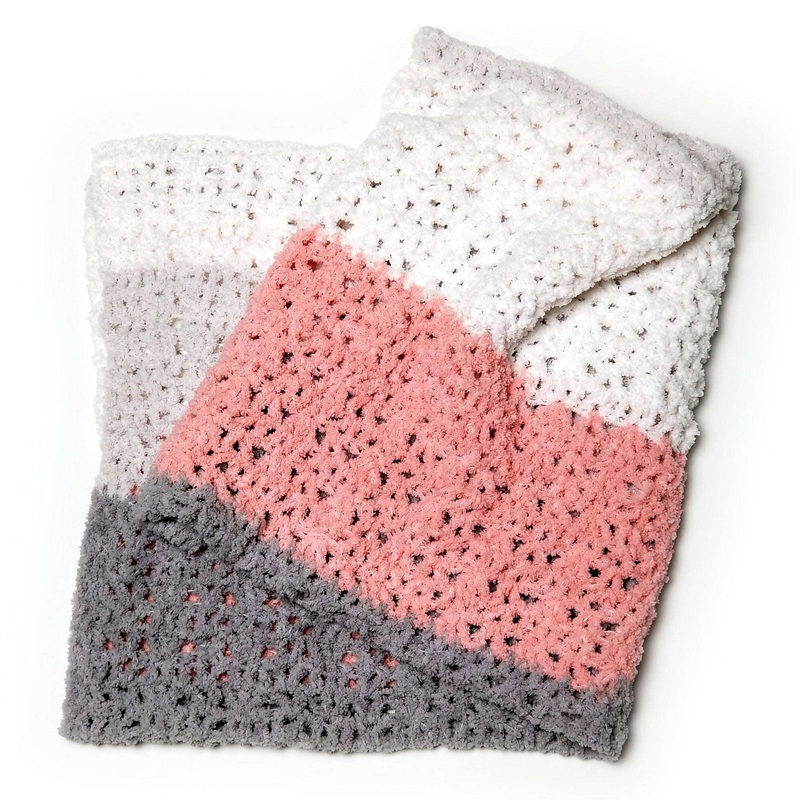 Red Heart One Ball Easy Striped Crochet Blanket