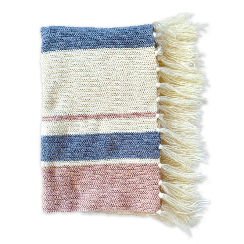 Red Heart Herringbone Mixed Stripes Crochet Throw