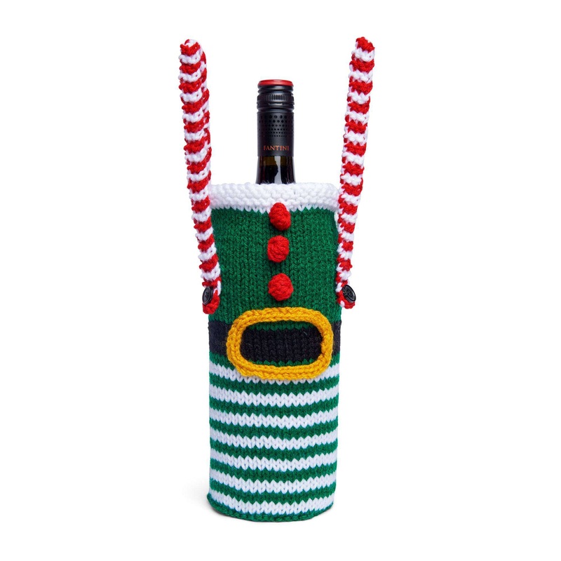 Red Heart Knit Jolly Wine Bottle Cover