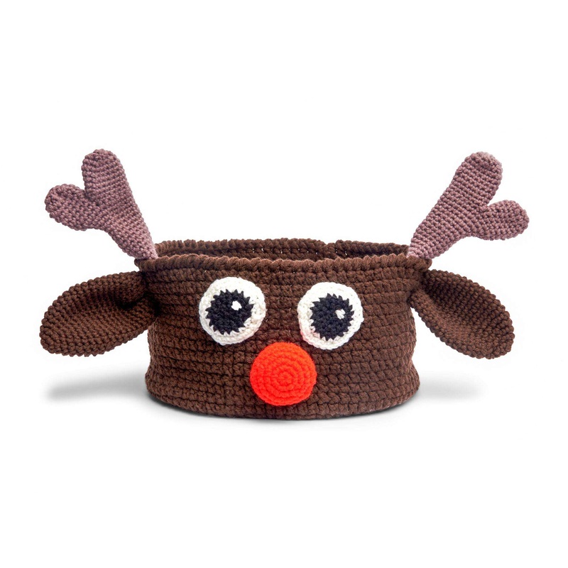 Red Heart Reindeer Crochet Basket