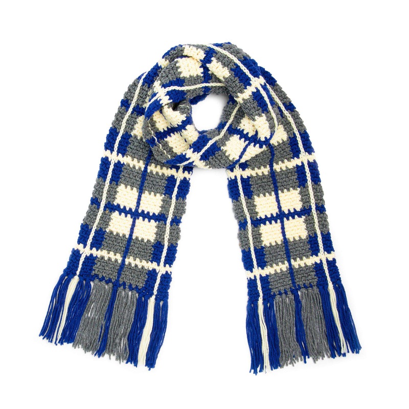 Red Heart Scotch On the Rocks Crochet Plaid Scarf