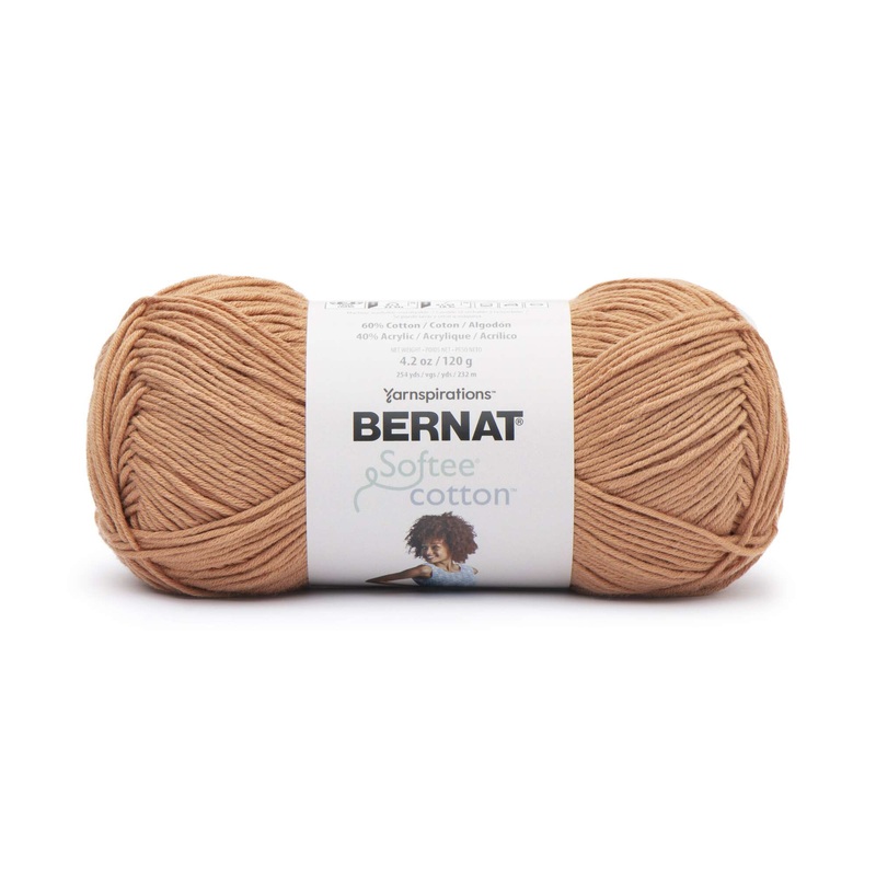 Bernat Softee Cotton Yarn|Sandstone|Cotton|Black|Blue Waves|Seaside Blue|Golden|Warm Red|Pool Green|Refresh|Dusk Sky|Golden Haze|Fucshia|Feather Gray|Clear White