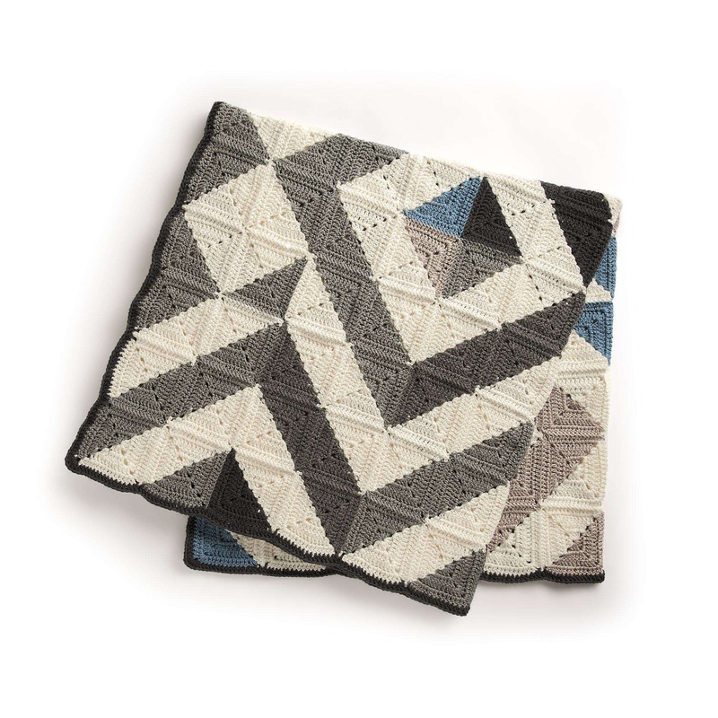 Red Heart Crochet Modern Patchwork Abstract Blanket