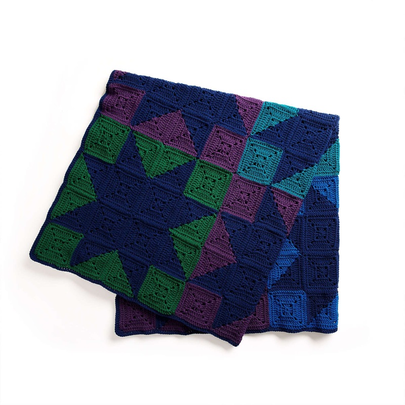 Red Heart Crochet Modern Patchwork Stars Blanket