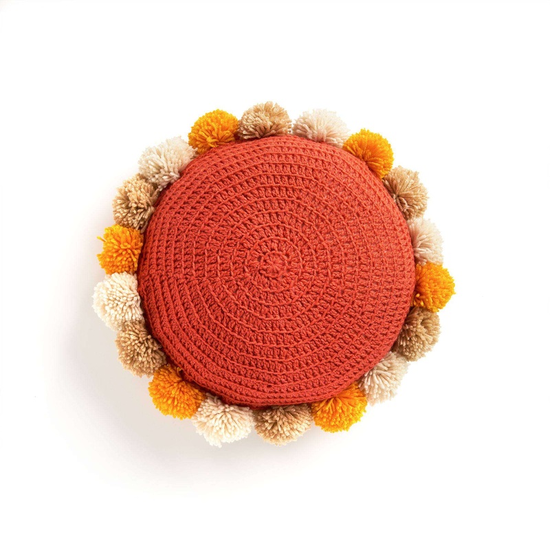 Red Heart Crochet Pompom Party Pillow