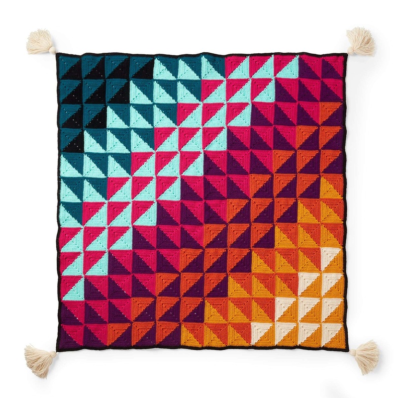 Red Heart Prismatic Chromatic Crochet Blanket