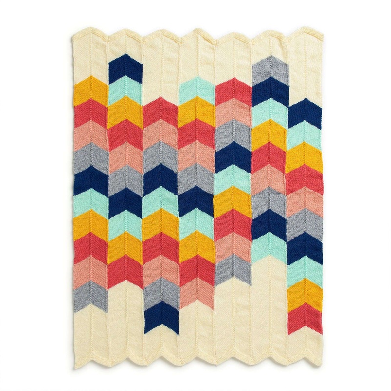Bernat Chevron Panel Knit Baby Blanket