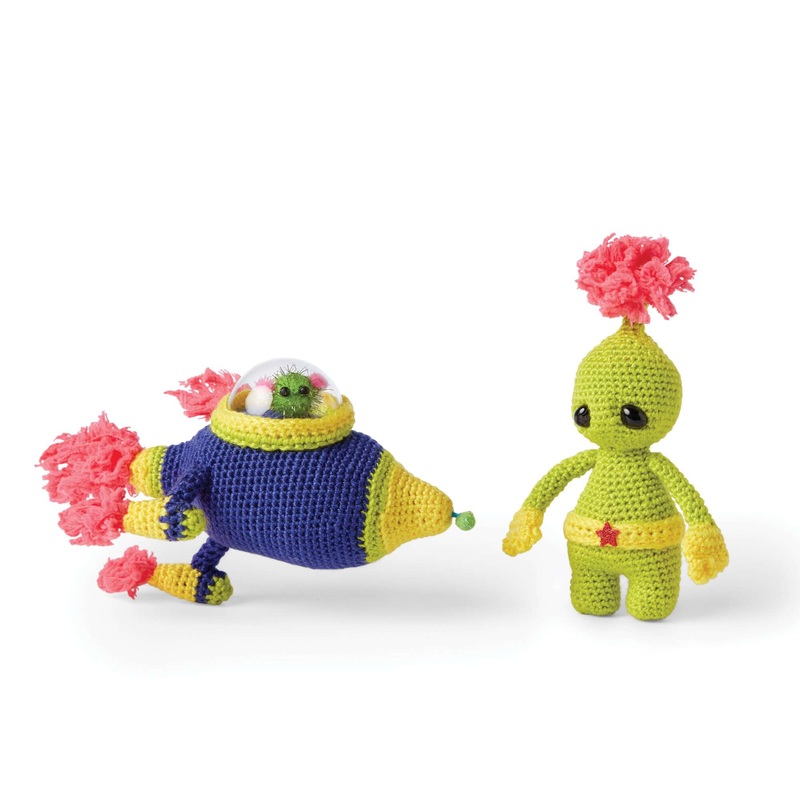 Red Heart Crochet Rocketship and Alien
