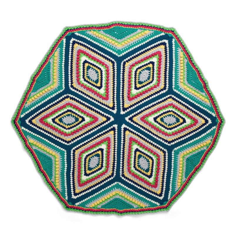 Red Heart Crochet Study of Geometry Afghan