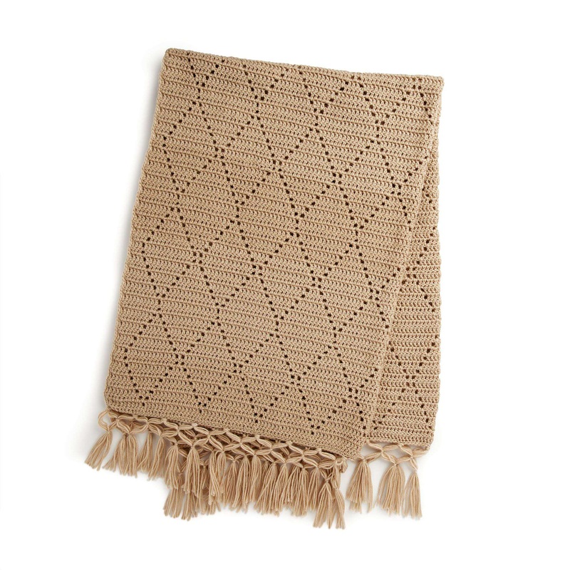 Red Heart Diamond Lattice Crochet Blanket