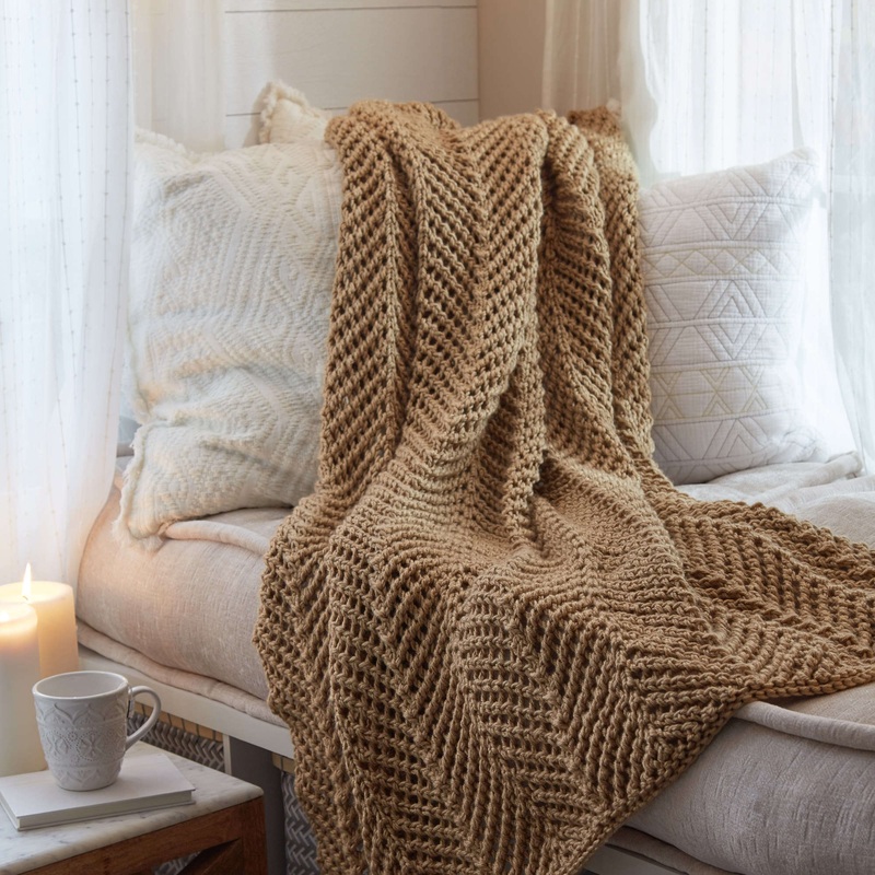 Red Heart Zigging Knit Throw|Single Size