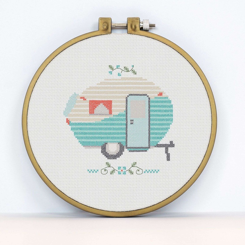 Anchor Embroidery Cross Stitched Mini Camper