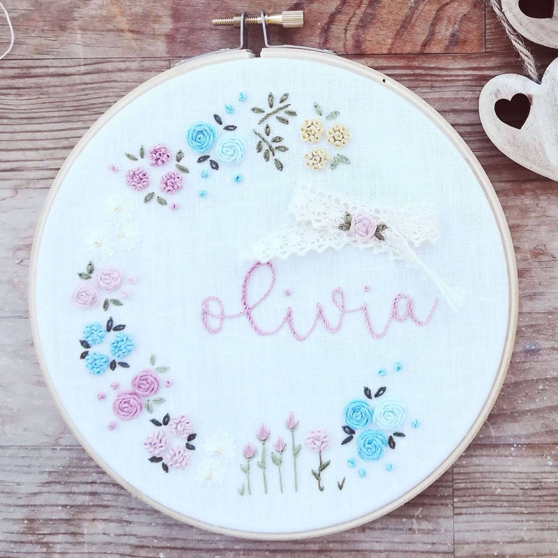 Anchor Embroidery Hand Embroidered Floral Wreath