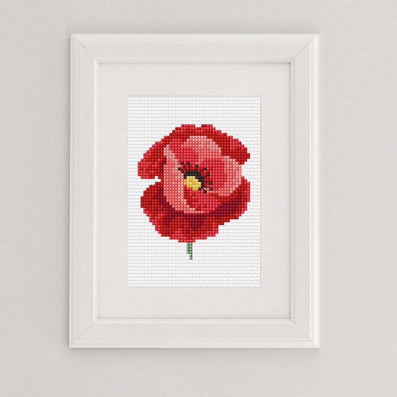 Anchor Embroidery Red Poppy Cross Stitch Design