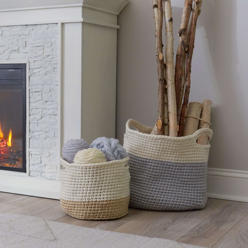 Red Heart Crochet Color-Block Baskets