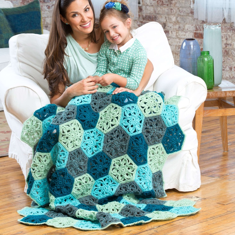 Red Heart Crochet Flower Throw